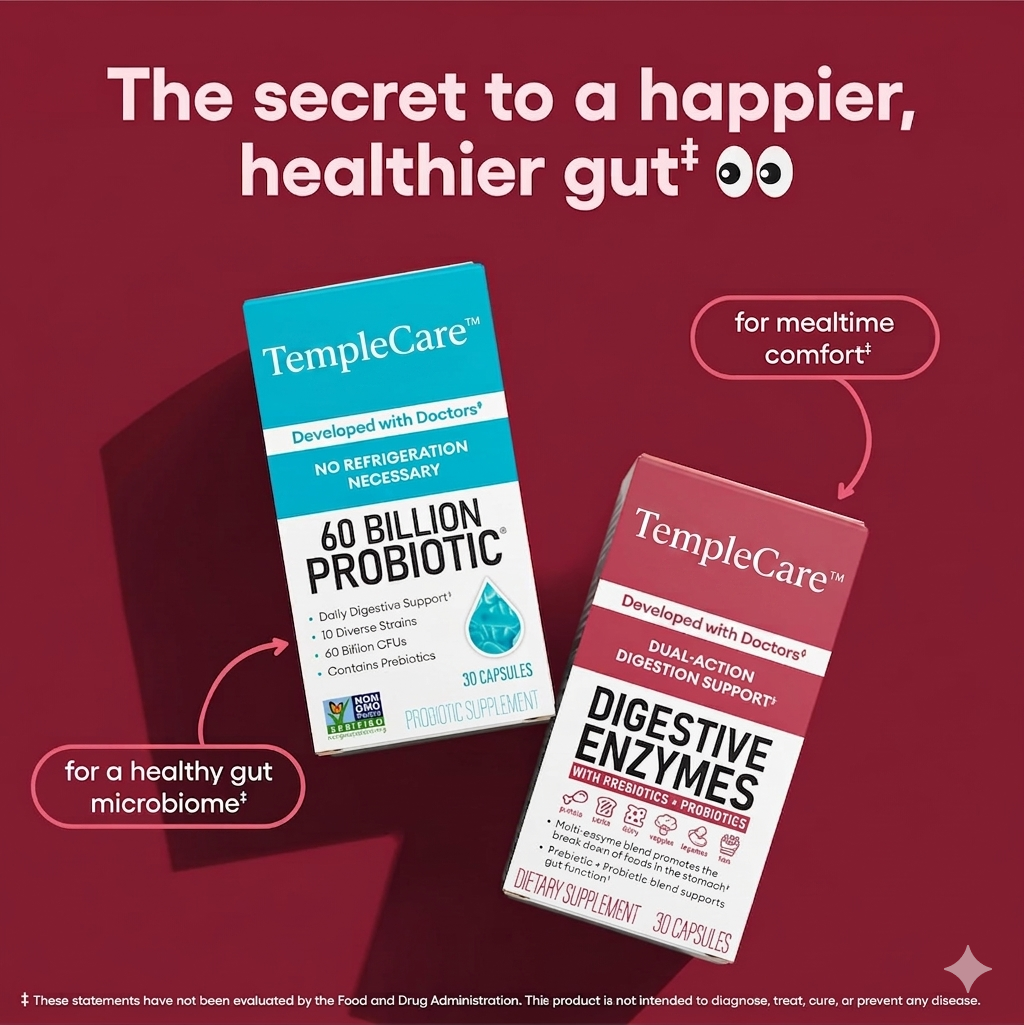TempleCare™ Gut Relief Pro — Advanced Digestive Enzyme
